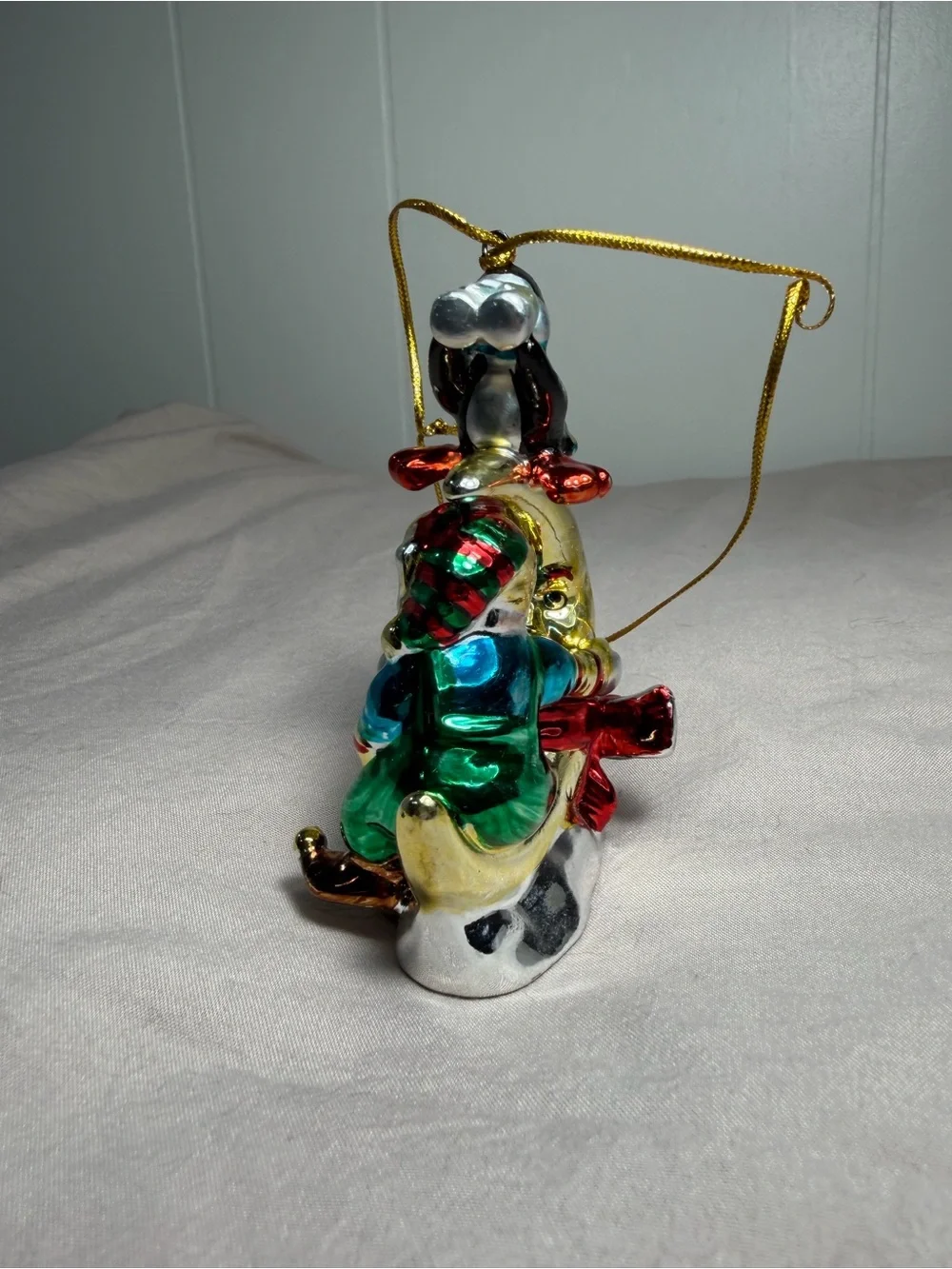 Vintage Coca Cola Christmas Ornament Santa And A Penguin On A Moon Porcelain.